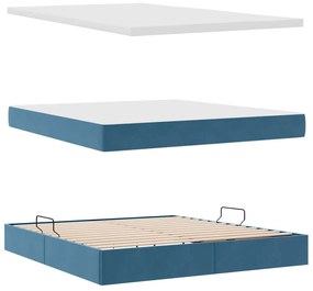 vidaXL Κρεβάτι με αποθηκευτικό χώρο και στρώμα με στρώμα Σκούρο Μπλε