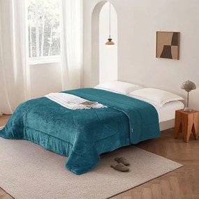 Κουβερτοπάπλωμα Μοντάνα Petrol Viopros Μονό 160x220cm Sherpa