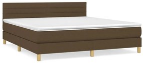 vidaXL Κρεβάτι Boxspring με Στρώμα Σκούρο Καφέ 180x200 εκ Υφασμάτινο