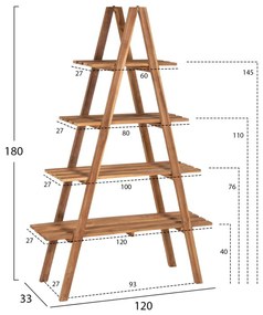 ΒΙΒΛΙΟΘΗΚΗ STAM HM7895 TEAK ΞΥΛΟ ΣΕ ΦΥΣΙΚΟ ΧΡΩΜΑ 120x33x180Y εκ.