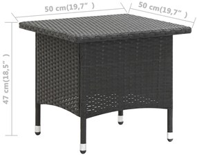 vidaXL Τραπέζι Κήπου Μαύρο 50 x 50 x 47 εκ. από Συνθετικό Ρατάν