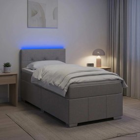 vidaXL Κρεβάτι box spring με στρώμα Ανοιχτό γκρι 100 x 200 cm Ύφασμα