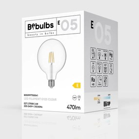 LED Filament Λαμπτήρας E05 Γλόμπος G125 Διαφανής 4W 470Lm E27 2700K