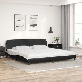 vidaXL Κρεβάτι με Στρώμα Dover Μαύρο/Λευκό 200x200εκ.Συνθ. Δέρμα
