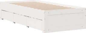 vidaXL Κρεβάτι Βιβλιοθήκη Χωρίς Στρώμα Λευκό 75x190 εκ Μασίφ Πεύκο