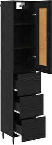 vidaXL Highboard Μαύρη Οξυά 34,5 x 34 x 180 εκ. Επεξεργασμένο ξύλο