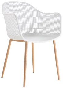 BERRY Πολυθρόνα Μέταλλο Βαφή Φυσικό, PP-UV Άσπρο  58x58x85cm ΕΜ155,2