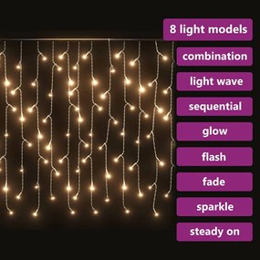 vidaXL Κουρτίνα LED Φωτάκια Σταλακτίτες 10μ 400LED Θερμ. Λευκό 8 Λειτ.
