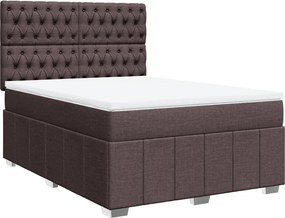 vidaXL Κρεβάτι Boxspring με Στρώμα Σκούρο Καφέ 140x200 εκ Υφασμάτινο