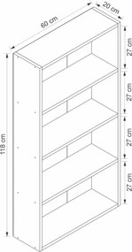 Βιβλιοθήκη Λευκό AGOFRA 60x20x118