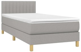 vidaXL Κρεβάτι Boxspring με Στρώμα &amp; LED Αν.Γκρι 80x200 εκ. Υφασμάτινο
