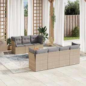 vidaXL Patio Sofa Set 7-θέσια Μικτό μπεζ και γκρι
