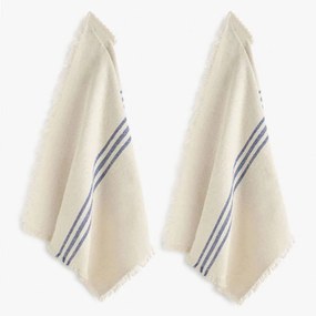 Πετσέτες Κουζίνας Capri (Σετ 2Τμχ) LBTCACAPRI50TAZ Beige-Blue Calma House 100% Cotton