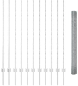 vidaXL Φράχτης Welded Wire  με 22 Υ Posts Ασημί 1.4x25 μ Χάλυβας