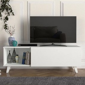 Έπιπλο τηλεόρασης Smart Megapap από μελαμίνη χρώμα λευκό 140x35x47εκ. - Μελαμίνη - GP042-0182,1