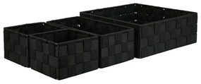 Καλάθι Οργάνωσης Woven Μαύρο 13x13x9cm Σετ 4Τμ Estia 02-28213
