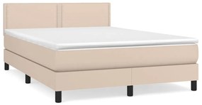 Κρεβάτι Boxspring με Στρώμα Καπουτσίνο 140x190εκ.από Συνθ.Δέρμα - Καφέ