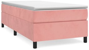 vidaXL Κρεβάτι Boxspring με Στρώμα Ροζ 100x200 εκ. Βελούδινο