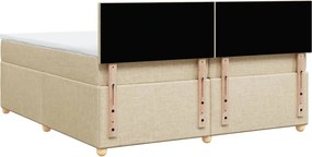 vidaXL Κρεβάτι Boxspring με Στρώμα Κρεμ 200x200 εκ. Υφασμάτινο