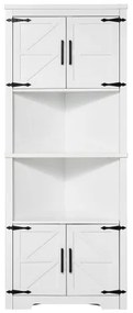 VEVOR 68&quot; Corner Storage Cabinet with 4 Wooden Doors &amp; Adjustable Shelves White