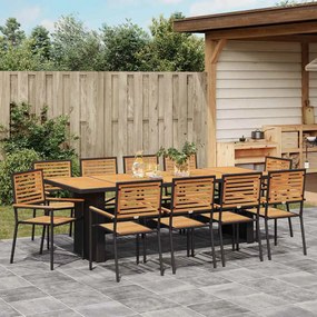 vidaXL Σέτ φαγητού για κήπο 11 pcs Μαύρο 240 x 90 x 75 cm