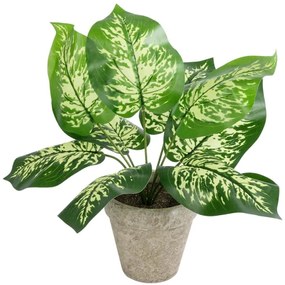 Τεχνητό Φυτό Dieffenbachia Potted 20897 Φ40x33cm Beige-Green GloboStar Πολυαιθυλένιο,Ύφασμα