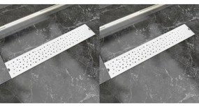 vidaXL Σιφόνια Ντουζιέρας Γραμμμικά 2 τεμ. 630x140 χιλ Ανοξείδ. Ατσάλι