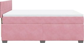 vidaXL Κρεβάτι Boxspring με Στρώμα Ροζ 140x200 εκ. Βελούδινο