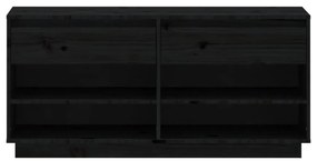 Παπουτσοθήκη Γκρί 110x34x52 εκ. από Μασίφ Ξύλο Πεύκου - Μαύρο