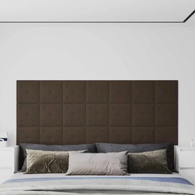 vidaXL Κεφαλάρι Τοίχου 12 pcs Καφέ 30 x 30 cm Τεχνητό Δέρμα