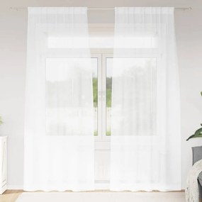 vidaXL Κουρτίνα βυσσινί 2 pcs Λευκό 225 x 140 εκ. Πολυεστέρας