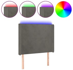 vidaXL Κεφαλάρι Κρεβατιού LED Σκούρο Γκρι 93x16x118/128εκ. Βελούδινο