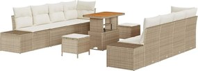 vidaXL Σετ Καναπέ Κήπου με μαξιλάρι 11 pcs Μπεζ Πολυ ράταν