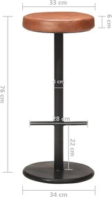 vidaXL Σκαμπό Μπαρ 2 τεμ. Καφέ από Γνήσιο Δέρμα