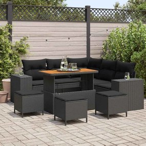 vidaXL Σετ Καναπέ Κήπου 9 pcs Μαύρο συνθετικό ρατάν