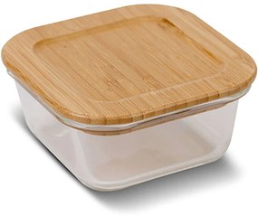 Φαγητοδοχείο Arizona 10-143-210 11,6x11,6x5,5cm 300ml Natural-Clear Nava Wood, Glass