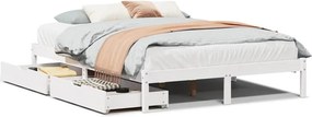 vidaXL Σκελετός Κρεβ. Χωρίς Στρώμα Λευκό 135x190 εκ Μασίφ Πεύκο