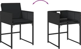 vidaXL Σετ Τραπεζαρίας Κήπου 11 τεμ Μαύρο από Συνθ. Ρατάν με Μαξιλάρια