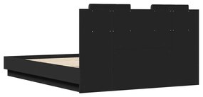 Πλαίσιο Κρεβατιού με Κεφαλάρι &amp; Φώτα LED Μαύρο 120 x 190 εκ. - Μαύρο