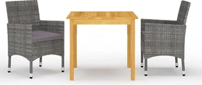 vidaXL Σετ Τραπεζαρίας Κήπου 3 Τεμαχίων Γκρι