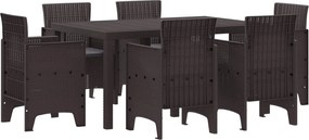vidaXL Σέτ φαγητού για κήπο 7 pcs Καφέ Rattan Polt