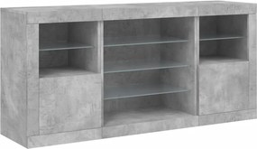 vidaXL Ντουλάπι με LED Γκρι Σκυροδέματος 142,5x37x67 εκ.