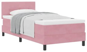 vidaXL Κρεβάτι με Ελατήρια και Στρώμα Ροζ 100 x 200 cm ύφασμα