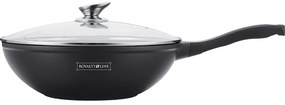 Royalty Line Wok 30cm με Αντικολλητική Επίστρωση Μαρμάρου & Γυάλινο καπάκι RL-BW30M