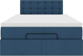 vidaXL Οθωμανικό κρεβάτι με στρώμα μπλε 120x190 cm ύφασμα