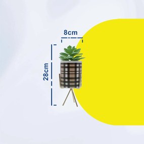 Τεχνητό Φυτό σε Κεραμικό Γλαστράκι με Μεταλλική Βάση 8x25cm - Καφέ