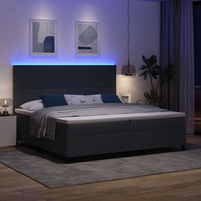 vidaXL LED Κρεβάτι με βάθρο Σκούρο Γκρι και Λευκό 200 x 200 cm