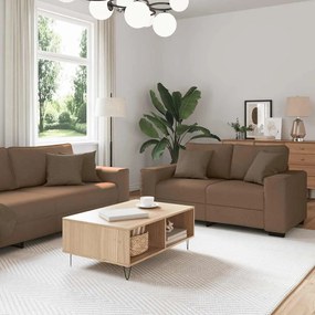 vidaXL Σετ Καναπέδων 3 Τεμαχίων με Μαξιλάρια, Καφέ Υφασμάτινο