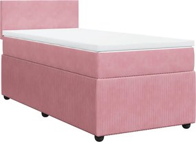 vidaXL Κρεβάτι Boxspring με Στρώμα Ροζ 100x200 εκ. Βελούδινο
