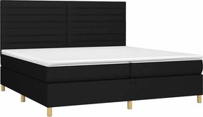 vidaXL Κρεβάτι Boxspring με Στρώμα &amp; LED Μαύρο 200x200 εκ. Υφασμάτινο